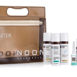 Noon Aesthetics Acne Starter Kit - brown pouch with C-Cleanser Foam, Intensive Hydrogel, Igloo Moist 24/7, AcNo Solution, TranexAz