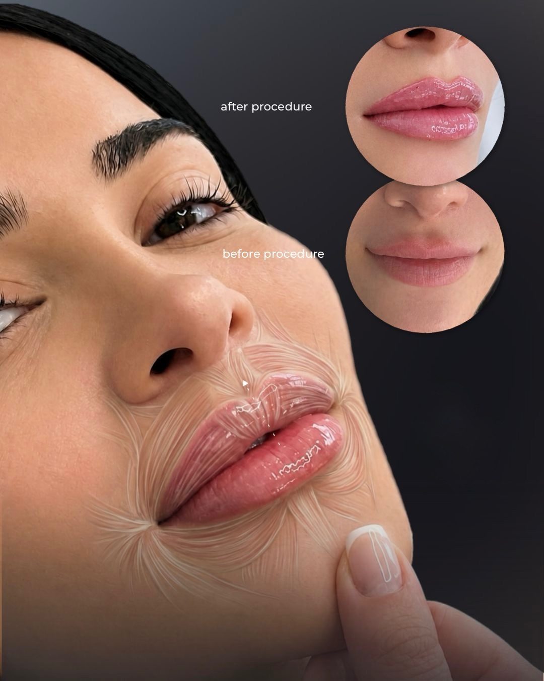 Lip filler before and after with cupids bow definition, Bar Beauty Medical Toronto