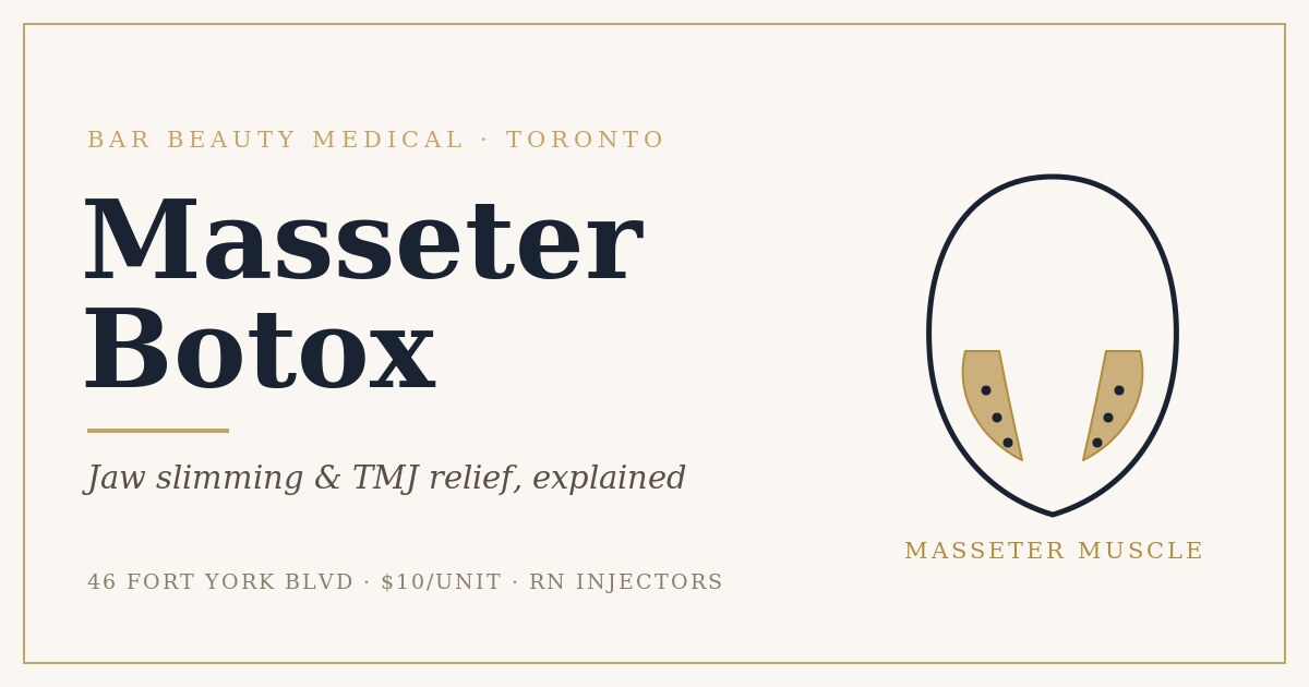 Masseter Botox for jaw slimming and TMJ relief at Bar Beauty Medical, CityPlace Toronto